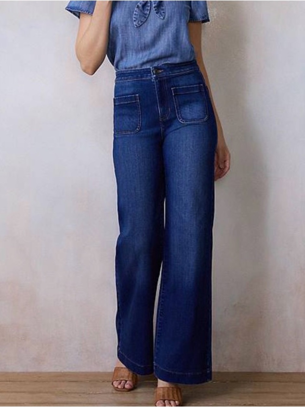 LC Lauren Conrad High Rise Flare Jeans Size 10 Dark Wash Wide Leg Boho